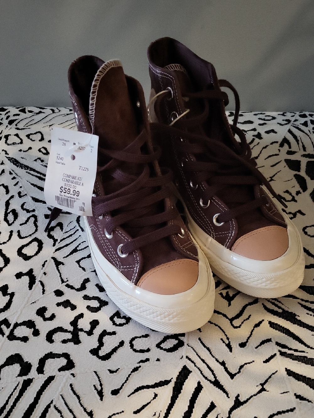 Converse High Top Sneakers In Brown With Tan/beige Toe Caps